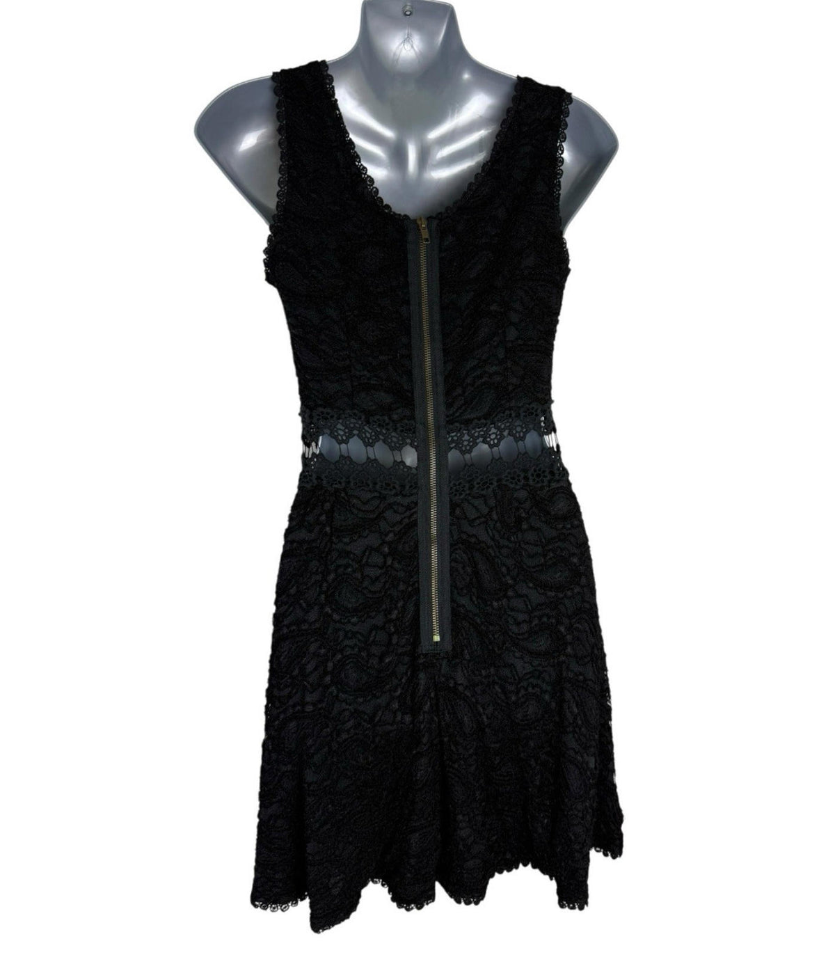 AX Paris Black Lace Dress Knee Length Cut Out Waistband Women's UK Size 8