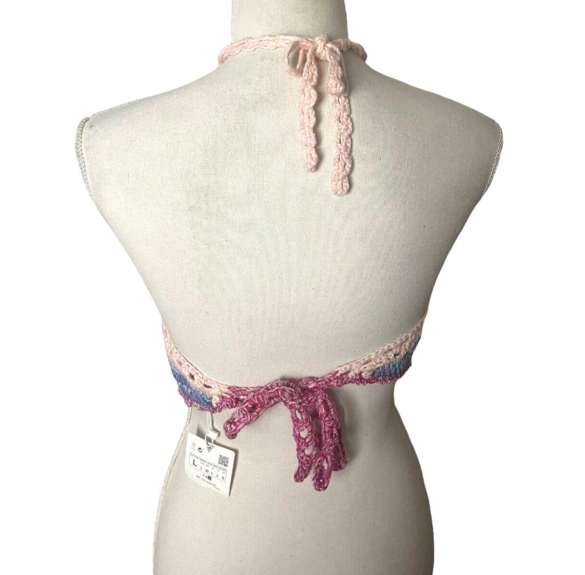ZARA Multi Zara Crochet Knit Halter Crop Top Summer Women's UK Size Large