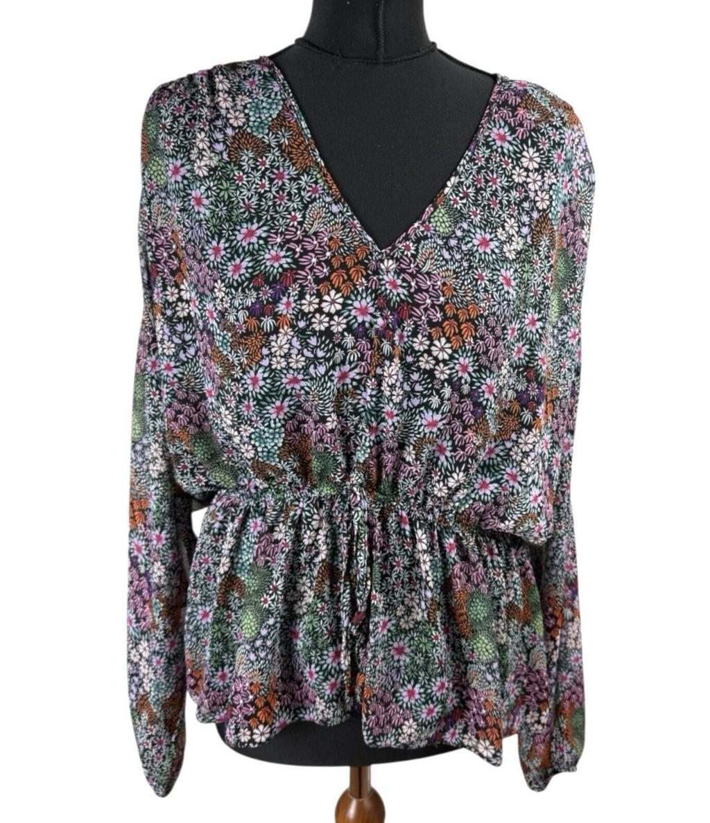 George Black George Floral chiffon Blouse Women's UK Size Multicolour Long Sleeve Semi Sheer