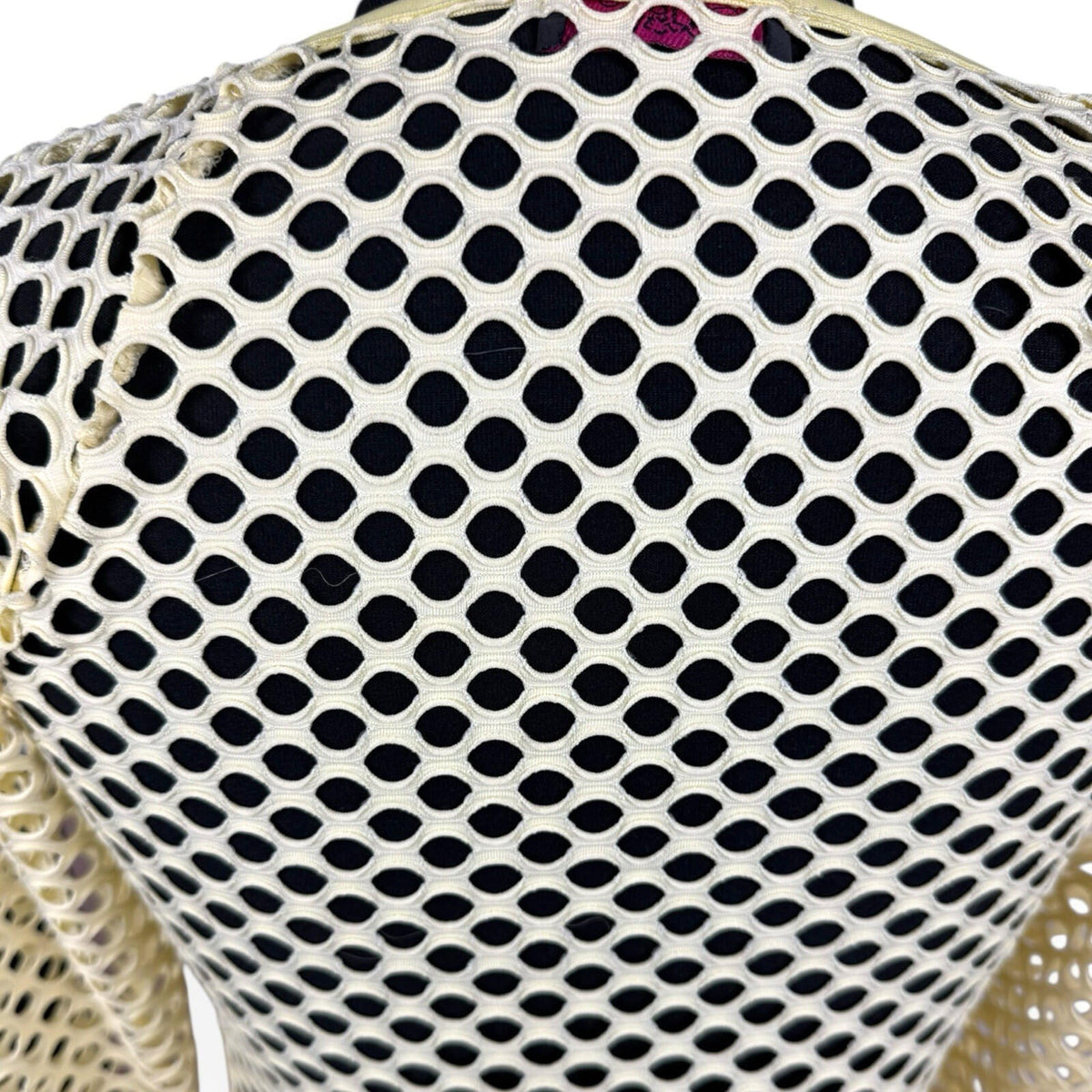 Edge Fishnet Bodycon Midi Dress Women's UK Size 14 Long Sleeve Stretch Yellow
