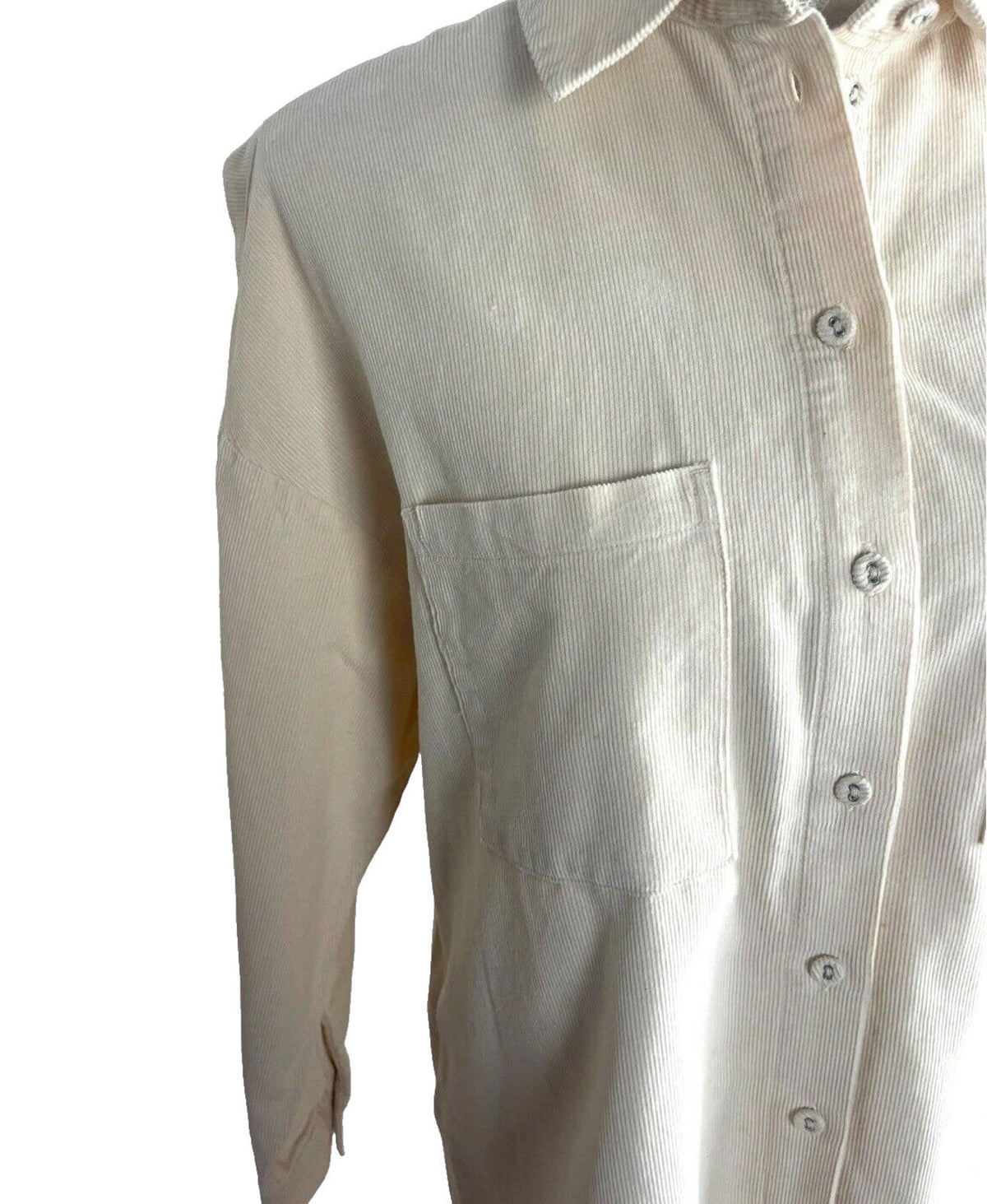 Divided By H&M Cream Over-sized Corduroy Shirt Women's UK Size XXS