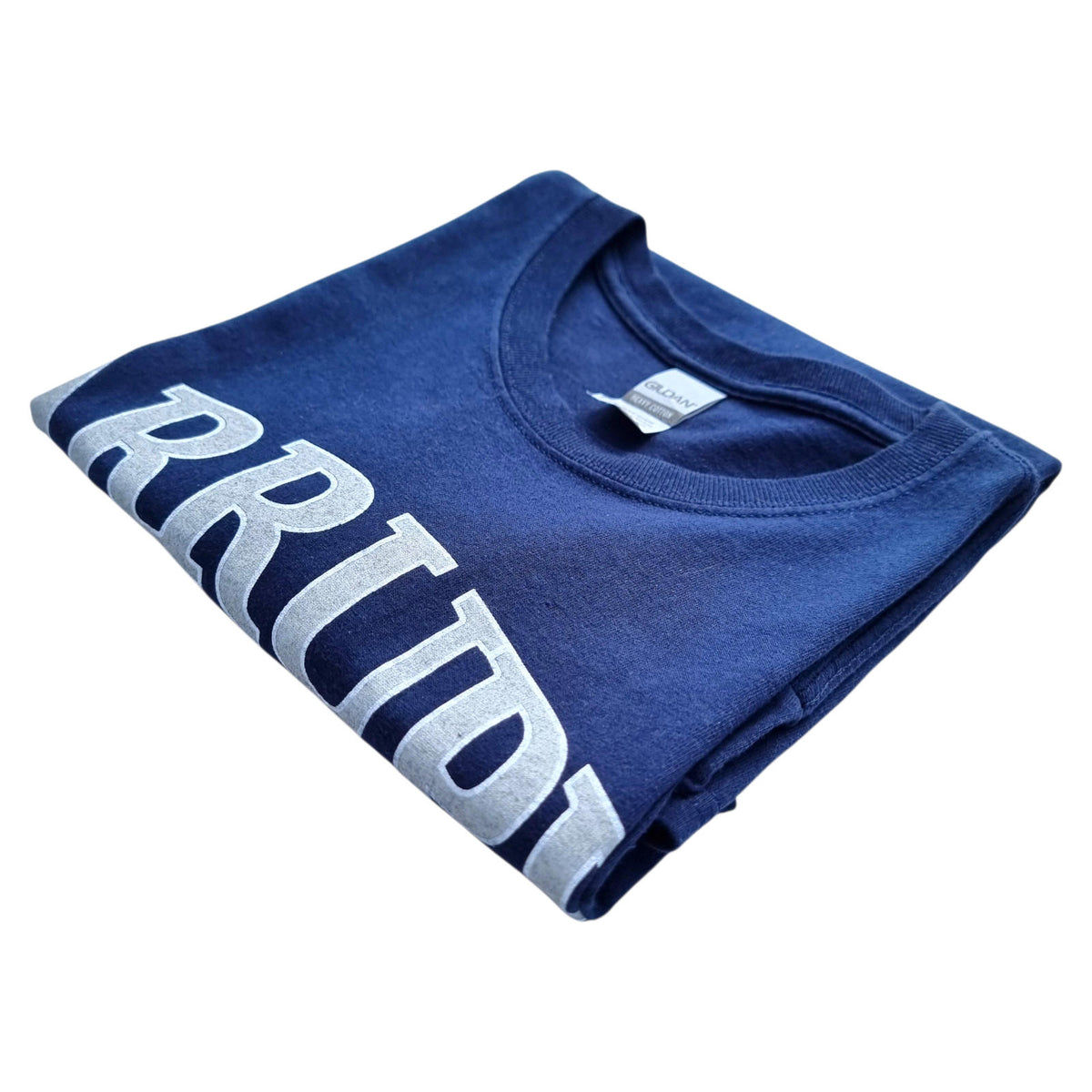 Gildan Blue Arrupe Jesuit Graphic Print T-Shirt Men's UK Size M Blue Crew Neck 100% Cotton