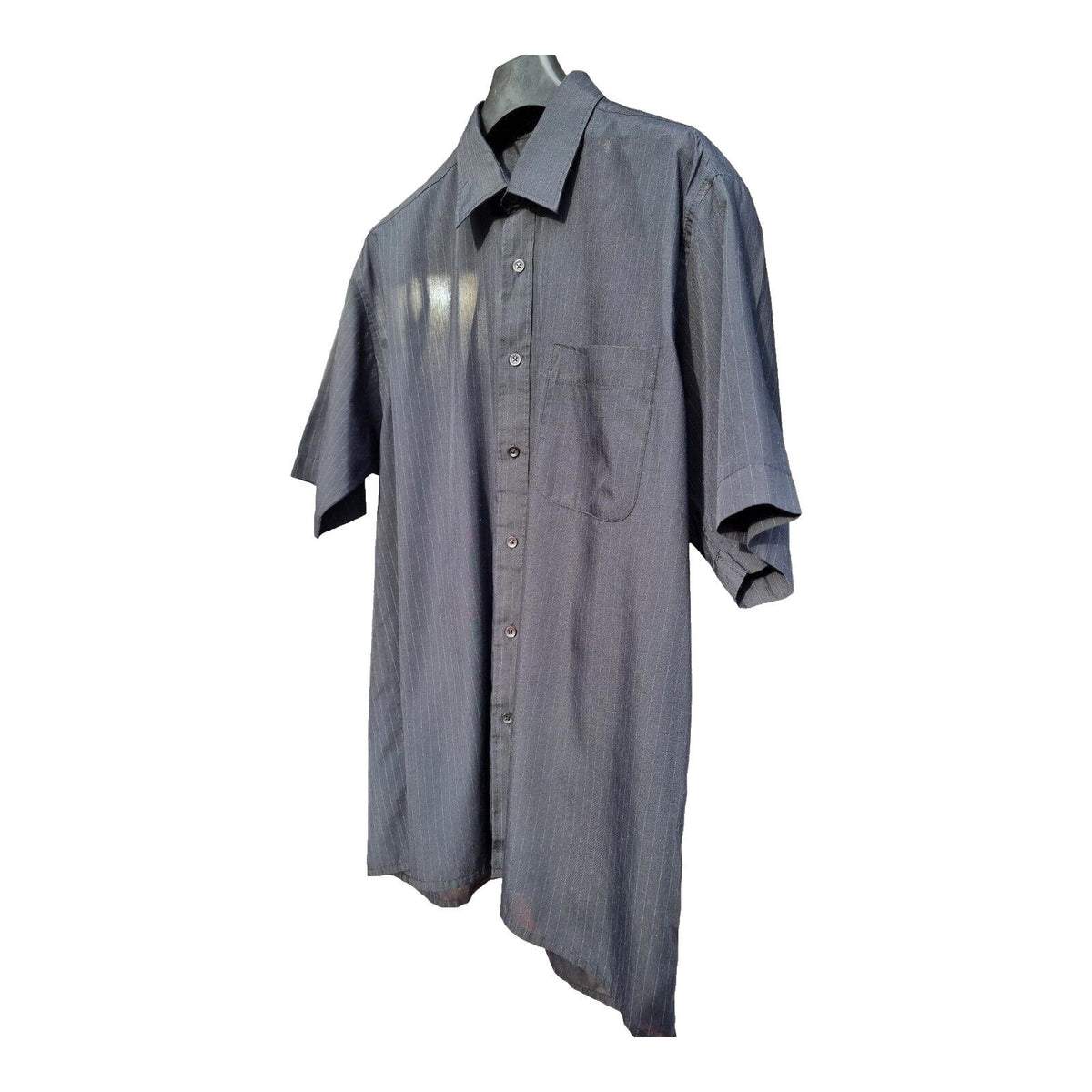 Tom Hagan Shirt Short Sleeve Men's UK Size XL Black Striped 46" Chest