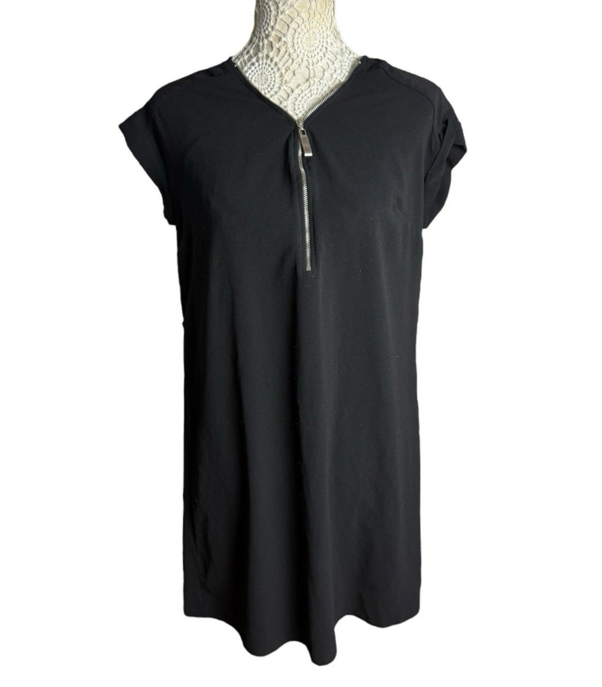 Papaya Black Long Top 1/4 Zip Short Sleeve Lightweight Women's UK Size 10