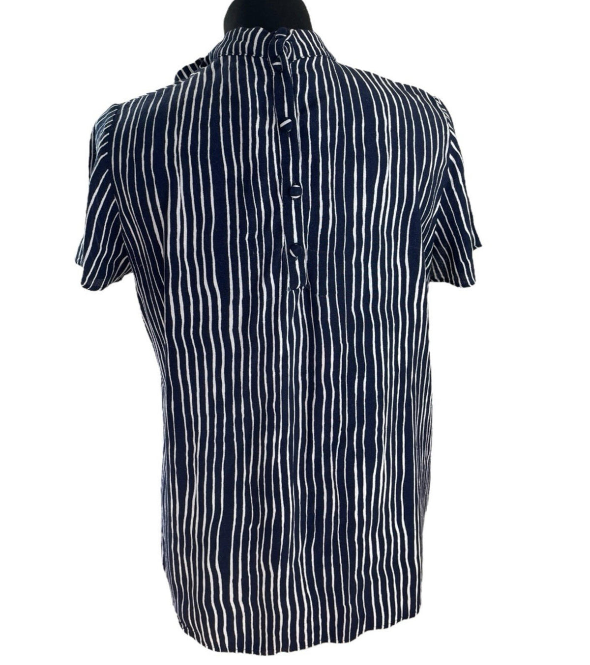 Next Navy Blouse High Neck Striped Lightweight Women's UK Size 12
