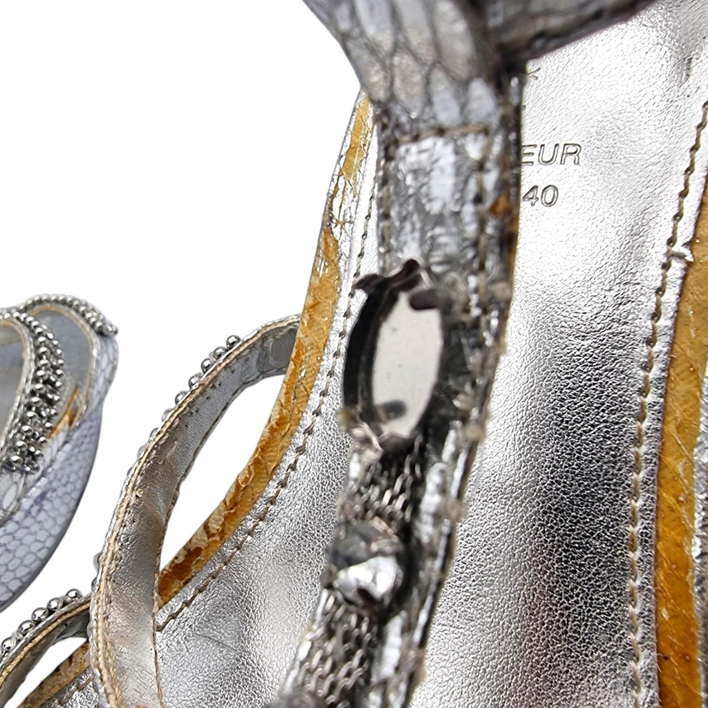 Shoe Box Silver Embellished High Heel Sandals Women's UK Size 7