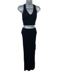 Pull&Bear Black Ribbed Maxi Skirt & Crop Top Co-Ord Set Women's UK Size XS