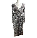 Blue Vanilla Snake Skin Wrap Dress Belted Midi Women’s UK Size 12