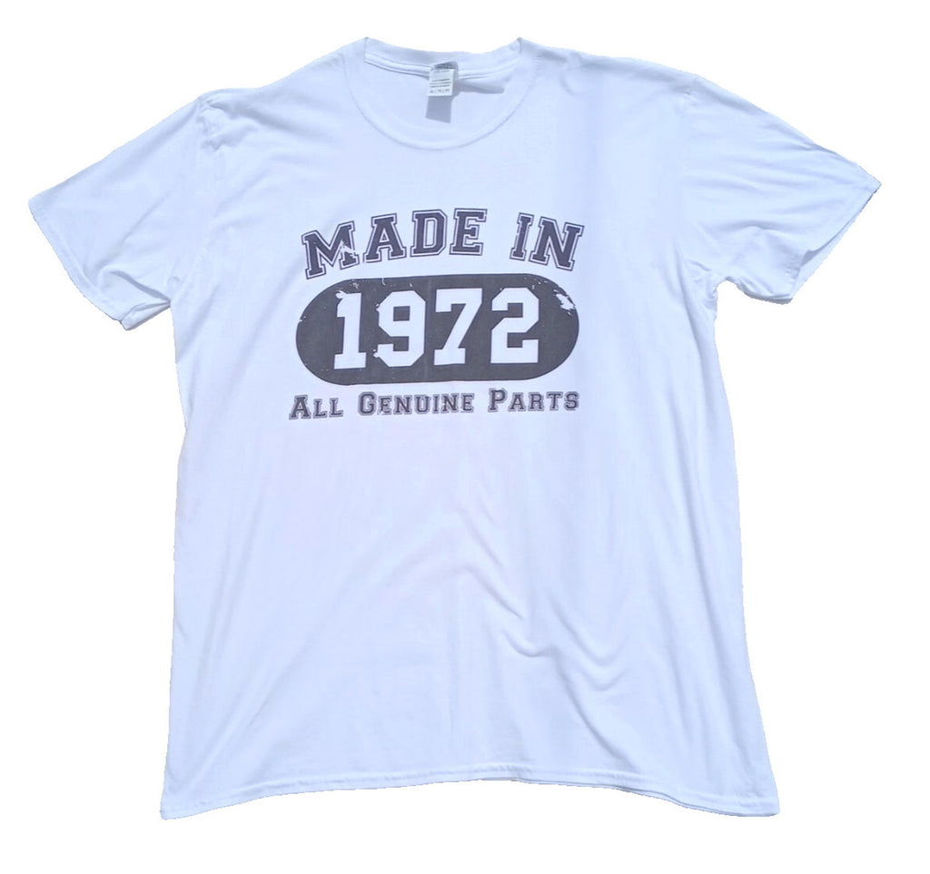 Made In 1972 T Shirt Men's UK Size XL White 100% Cotton Graphic Print