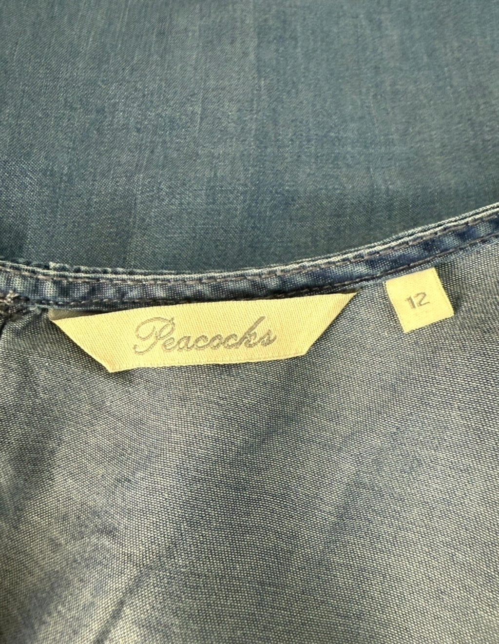 Peacocks Thin Denim Smock Dress Mini Short Sleeve Women's UK Size 12 Summer