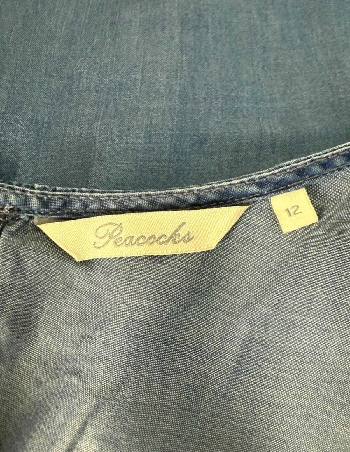 Peacocks Thin Denim Smock Dress Mini Short Sleeve Women's UK Size 12 Summer