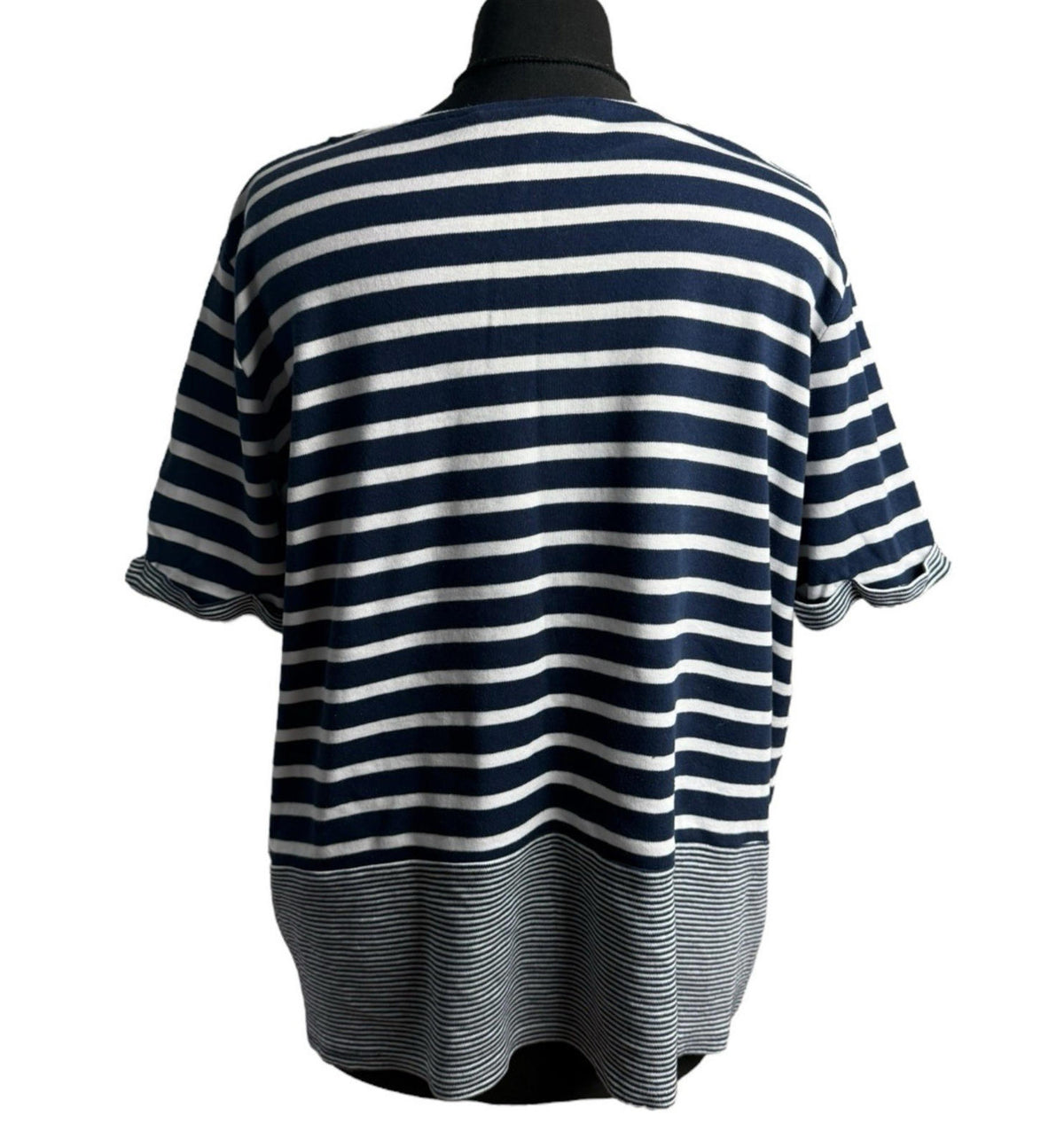 TU Navy Stripe Nautical T-Shirt Front Pocket 100% Cotton Women's UK Size 18