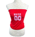 Pretty Little Thing Red Strapless Tank Top Bride 00 Print Women's UK Size 8