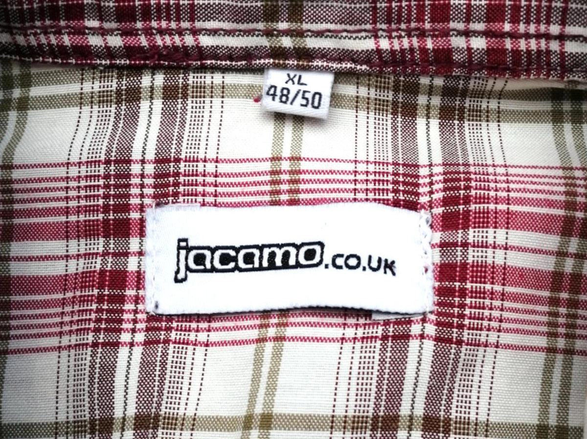Jacamo Men's Shirt UK Size XL Red White Check Graphic Print Snap Buttons Pockets