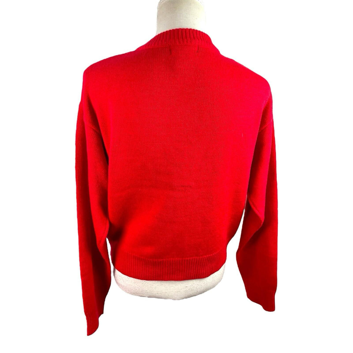 Pretty Little Thing Red Tight Knit Cardigan Button Fastening Women's UK Size S