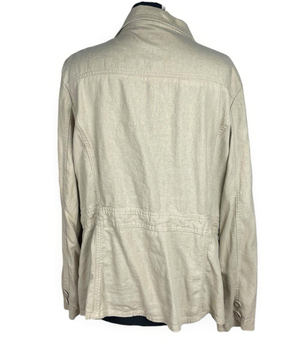 Debenhams Linen Jacket Women's UK Size 18 Collared Pockets Beige Lightweight