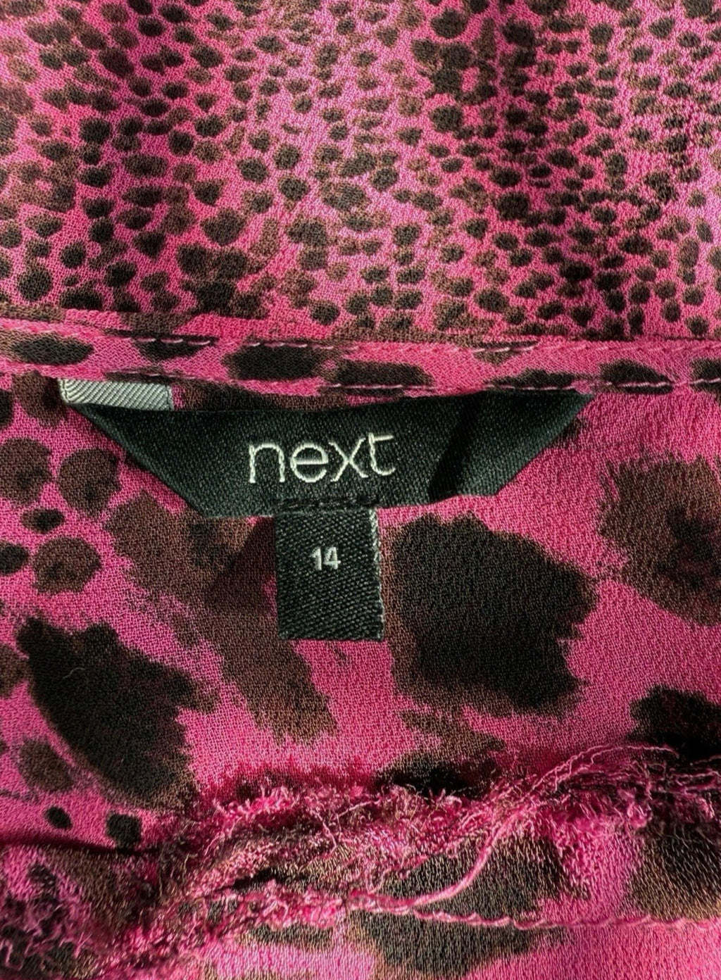 Next Pink Next Chiffon Top Sheer Leopard Print Pink Lightweight Women's UK Size 14