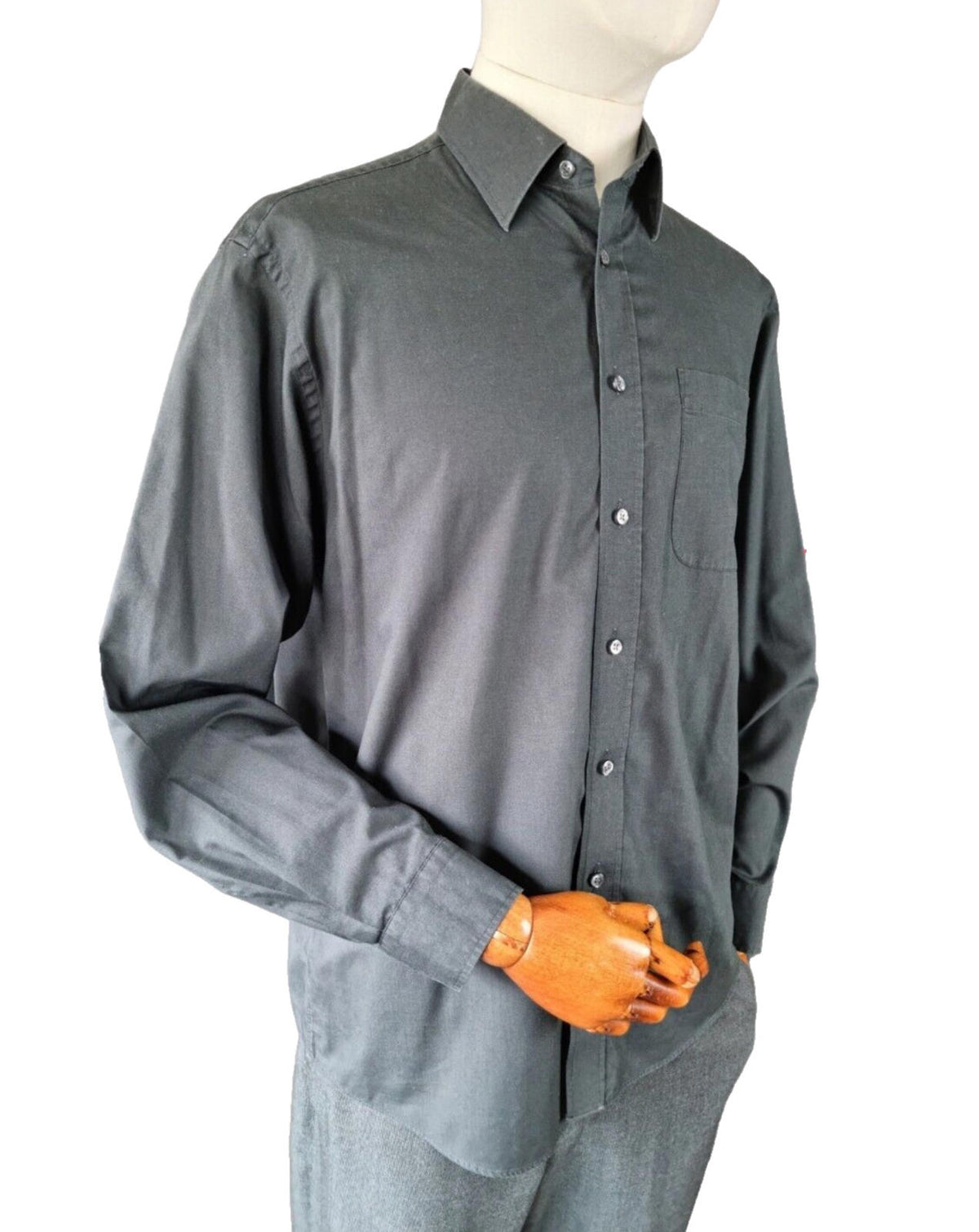 Marks & Spencer Shirt Black Men's 42" - 44" Chest 16" Collar Long Sleeve