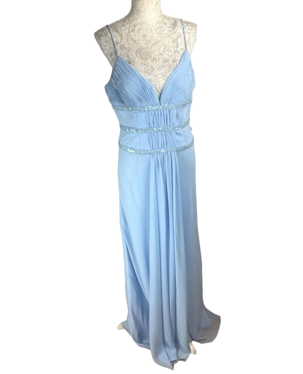 Crystal Breeze Blue Crystal Breeze Prom Dress Women's UK Size 14 Pale Blue Ballgown Embellished
