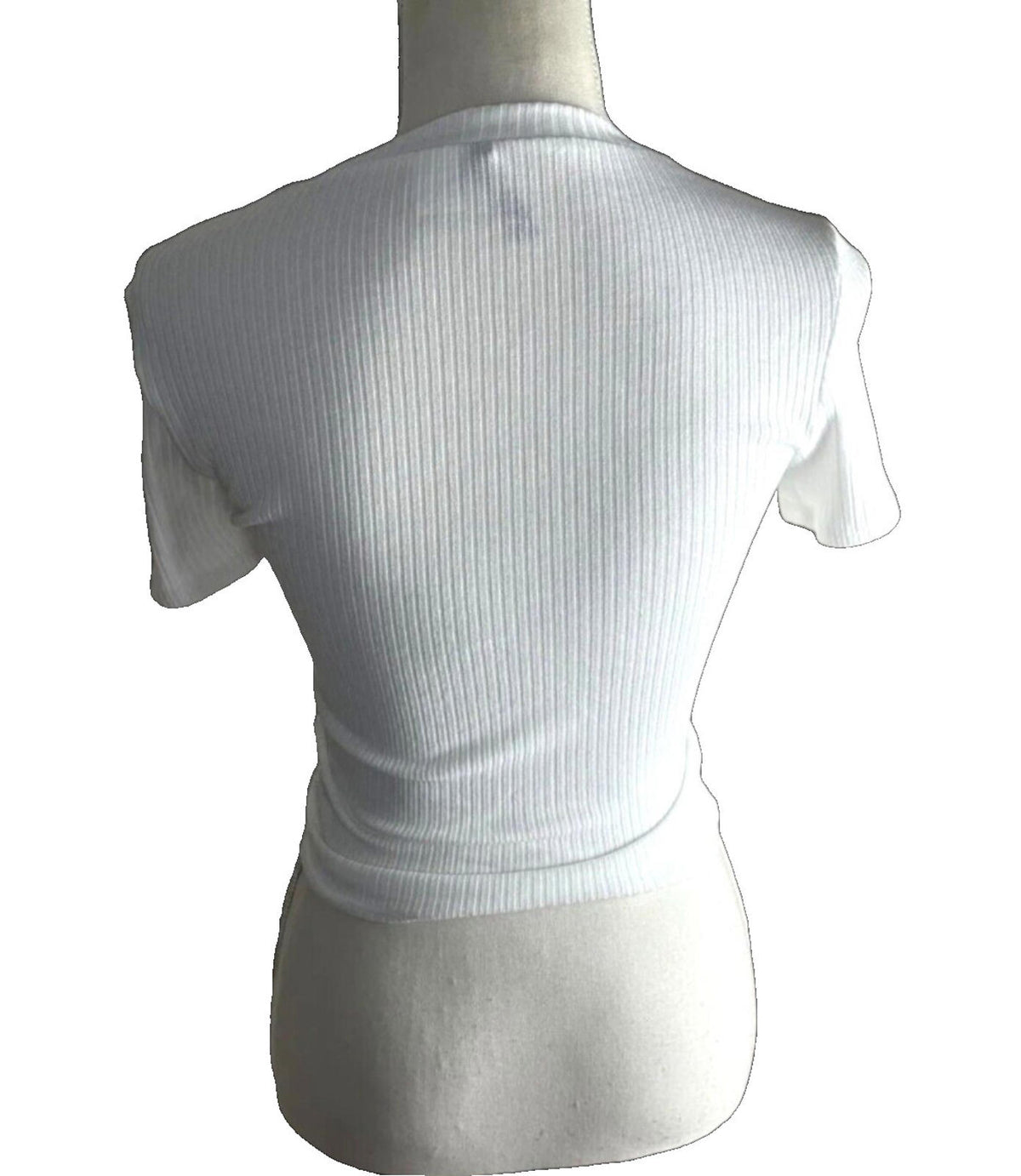 Divided Crop Top Women's UK Size S White Ribbed Ruffle Bow Detail Summer Cropped