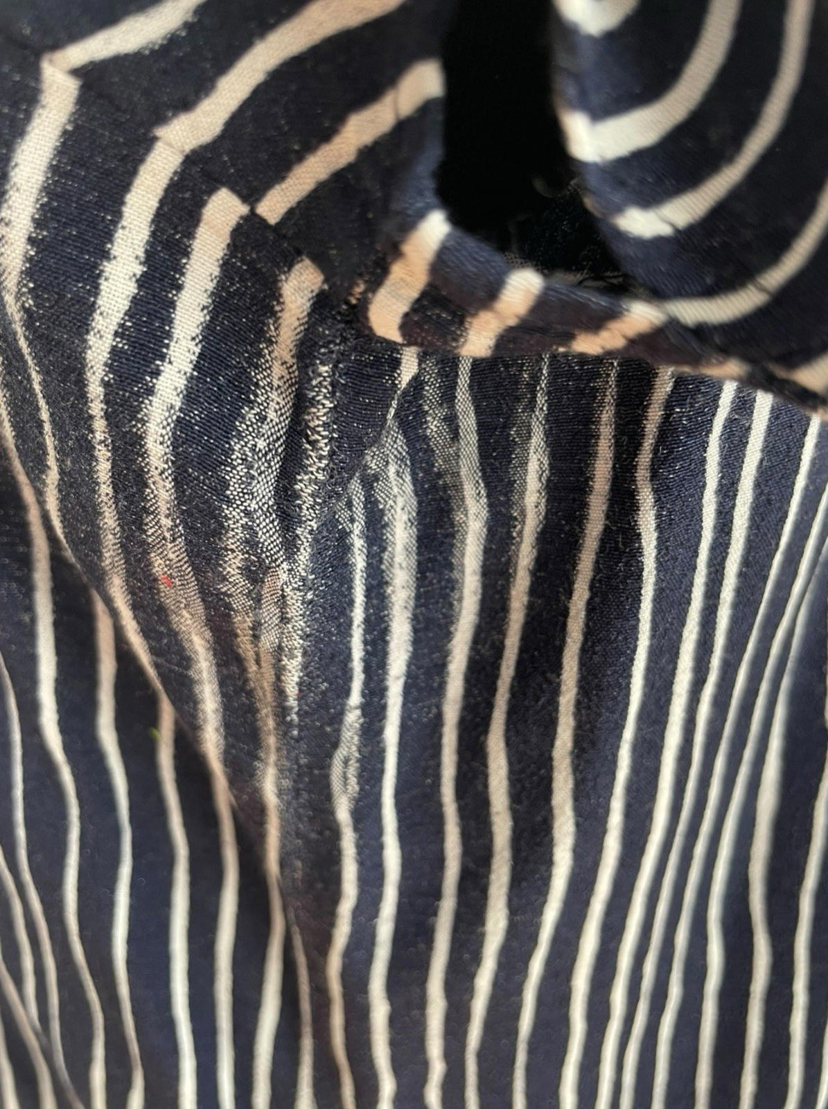 Next Navy Blouse High Neck Striped Lightweight Women's UK Size 12