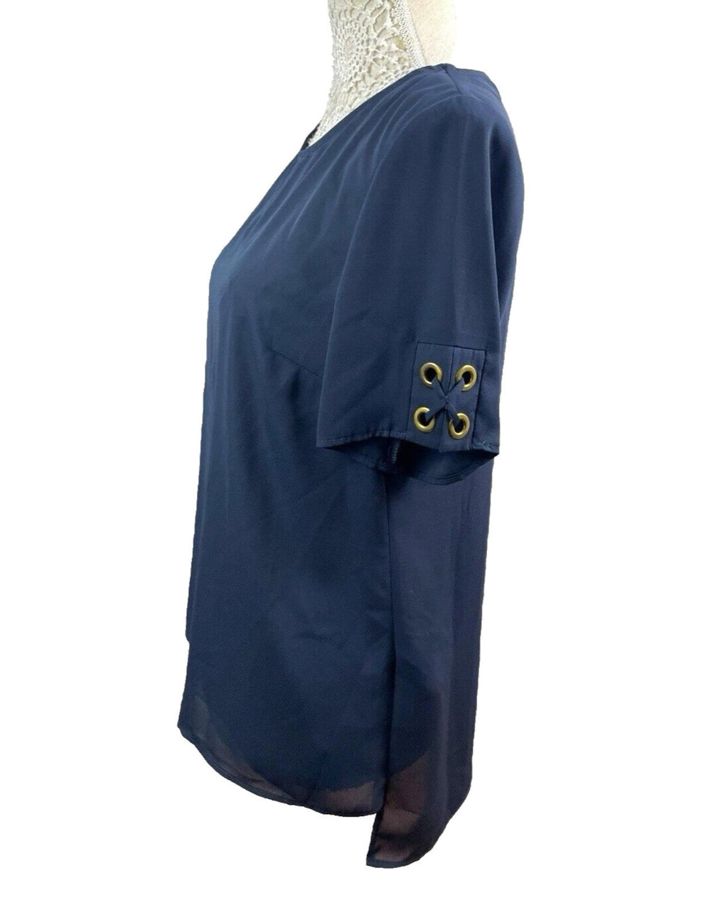 F&F Navy Blue Chiffon Top Nautical Theme Women's UK Size 12