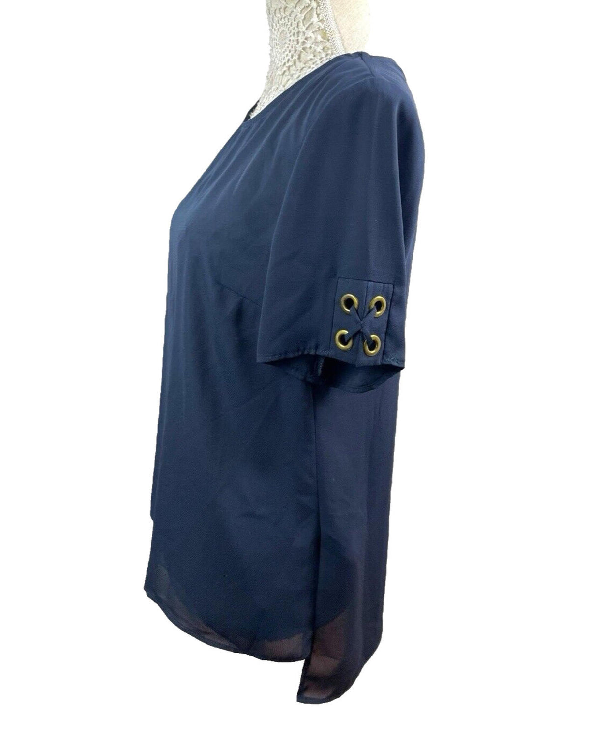 F&F Navy Blue Chiffon Top Nautical Theme Women's UK Size 12
