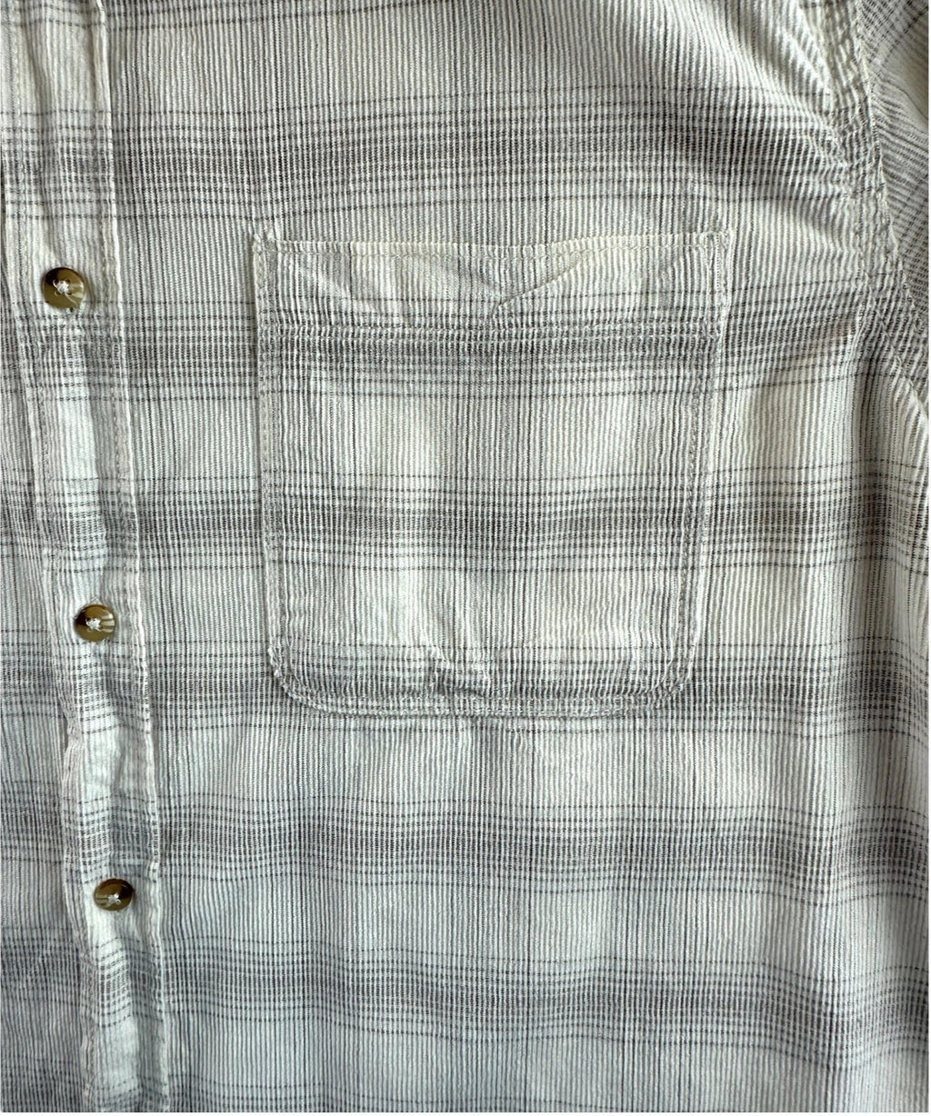 George Corduroy Shirt Men's UK Size M Beige Check Long Sleeve Pocket Loose Fit