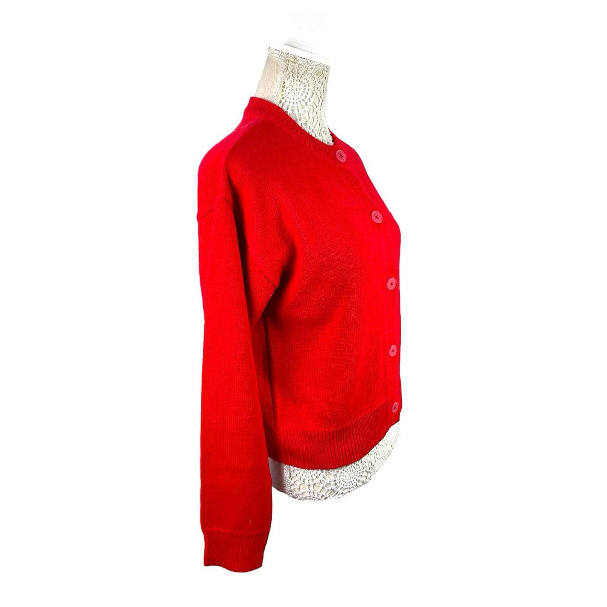 Pretty Little Thing Red Tight Knit Cardigan Button Fastening Women's UK Size S