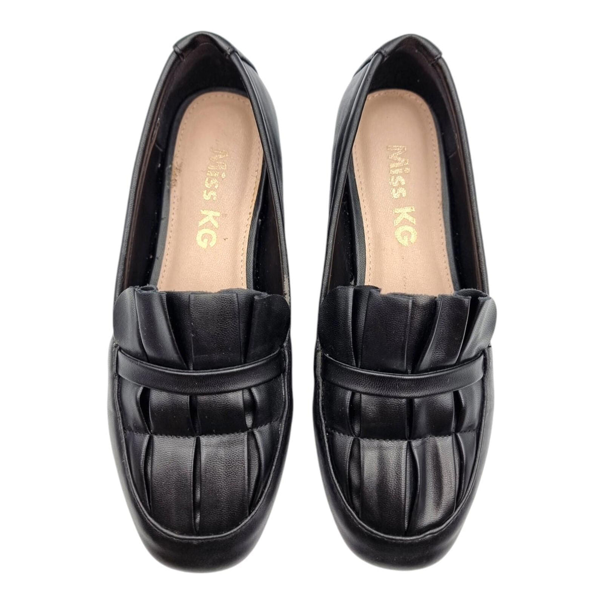 Miss KG Black Miss KG Black Slip On Flat Shoes Flats Pleated Nicky Design Women's UK Size UK 3