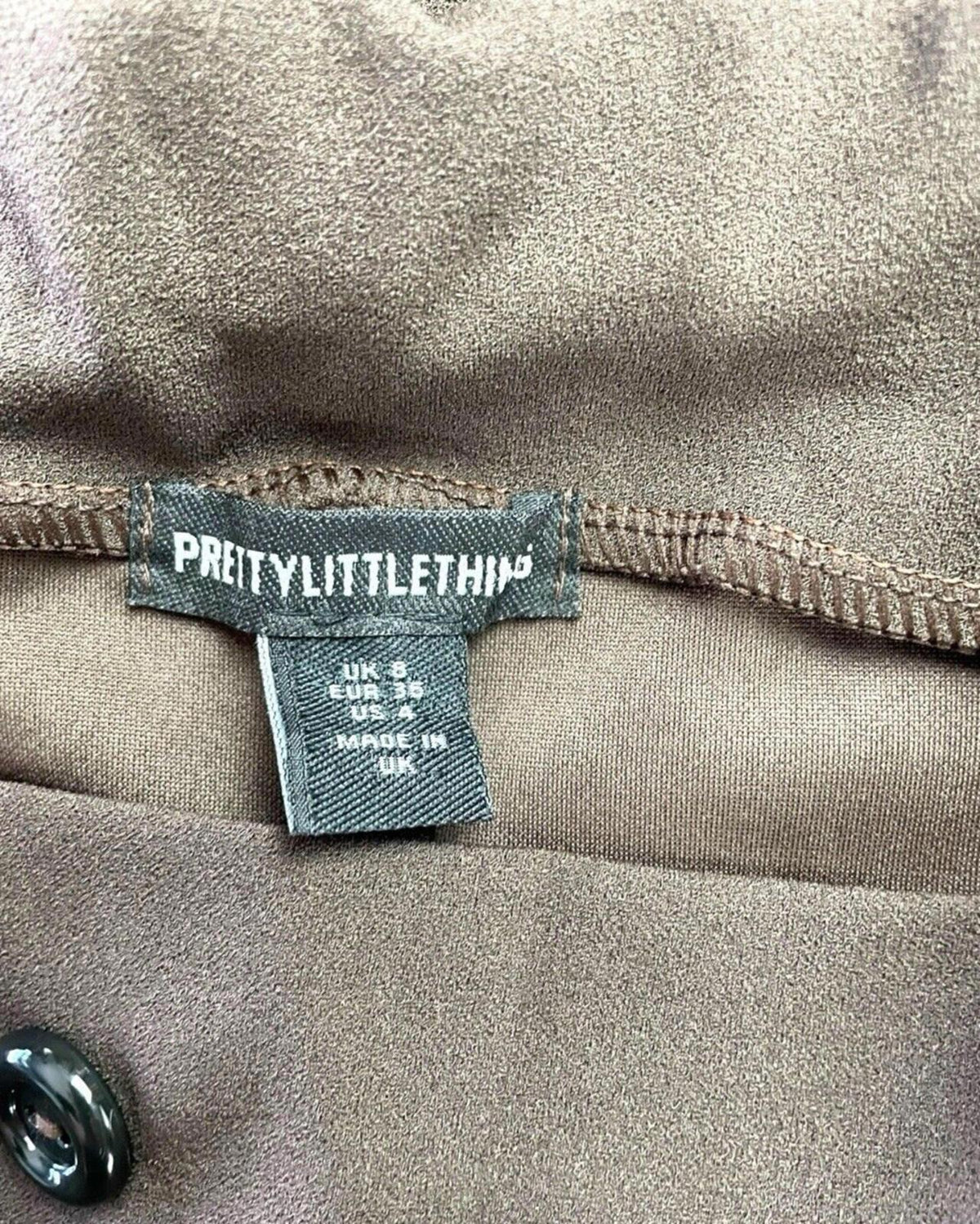 Pretty Little Thing Trousers Brown Women's UK Size 8 Straight Leg High Waist