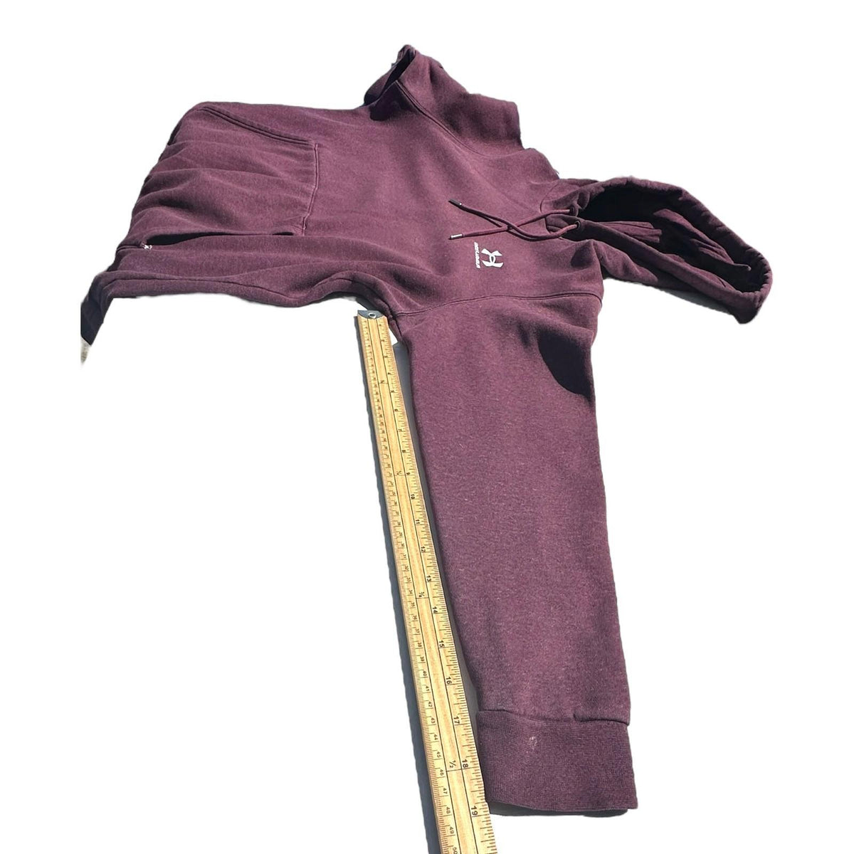 Under Armour Hoodie Men's UK Size S Burgundy Red Long Sleeve Pocket 100% Cotton
