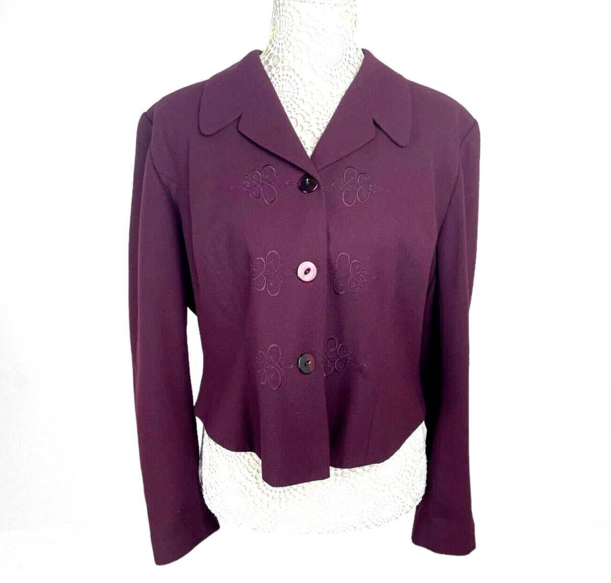 Detail Premium Collection Burgundy Vintage Cropped Blazer Jacket Women's Size 18
