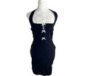 Black Halterneck Mini Dress Women's UK Size 12