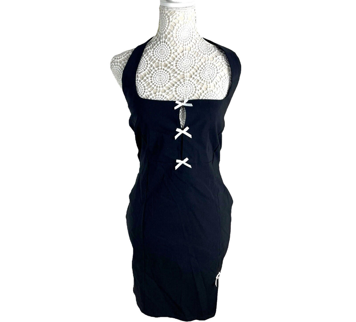 Black Halterneck Mini Dress Women's UK Size 12