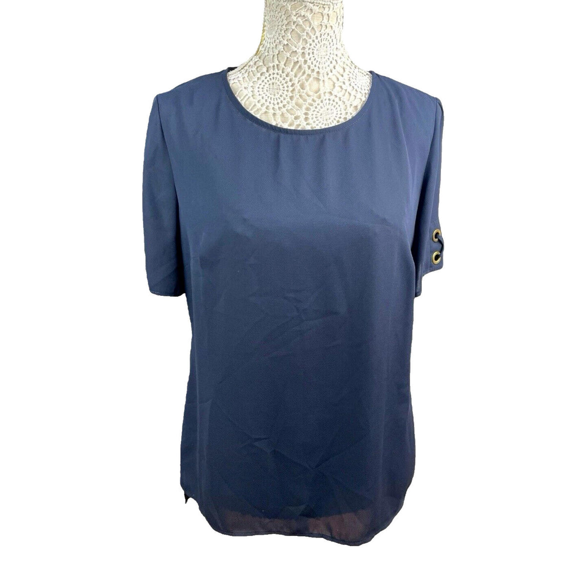 F&F Navy Blue Chiffon Top Nautical Theme Women's UK Size 12