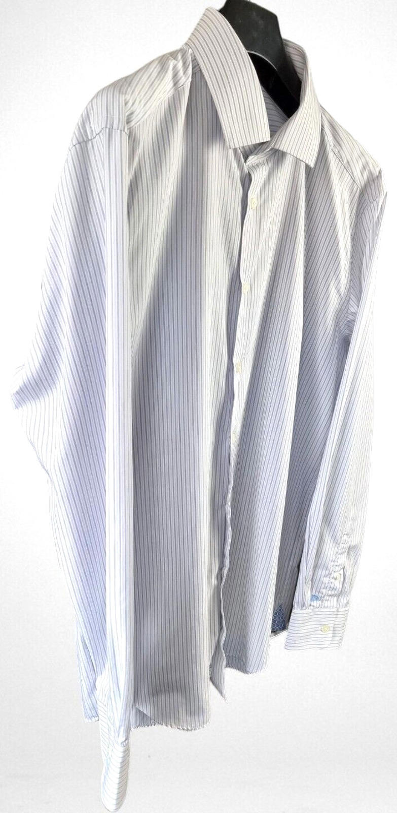 LUPI ROMANI Shirt Men's UK Size XL Slim Fit Non Iron Formal Striped Long Sleeve