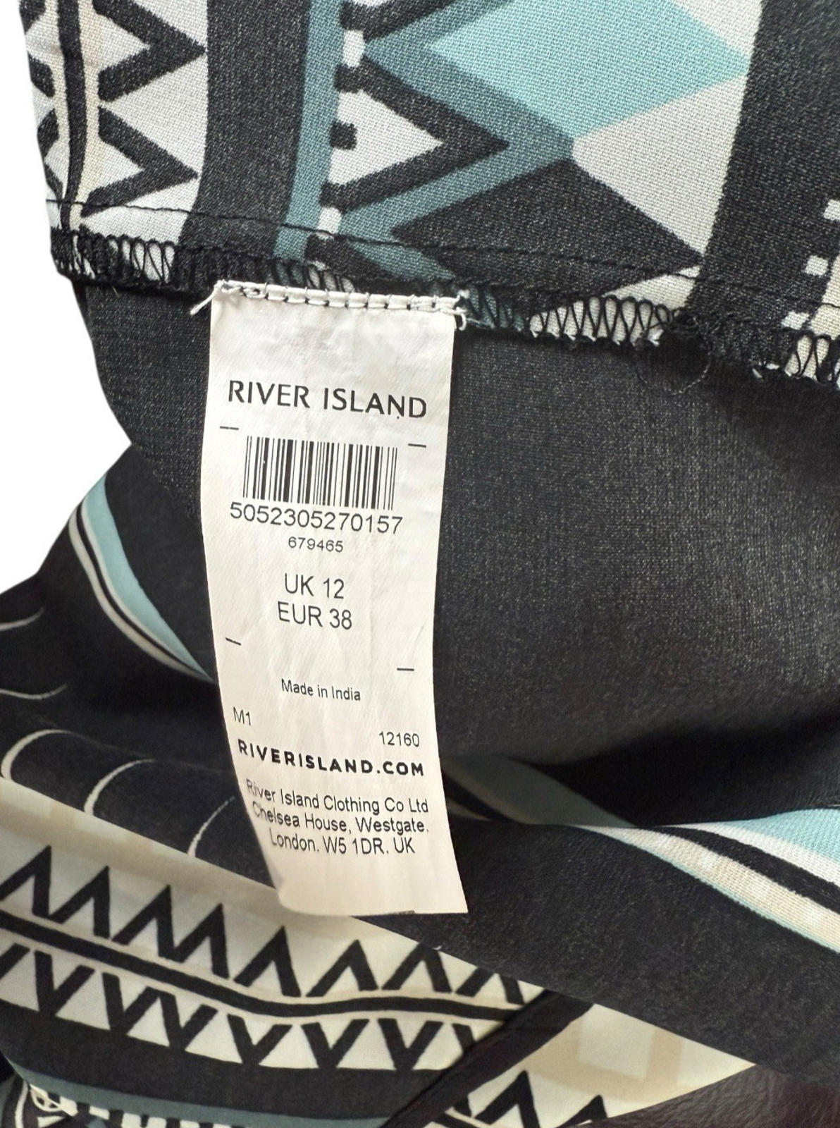 River Island Pattern Top Open Back Lightweight Short Sleeve Women's UK Size 12