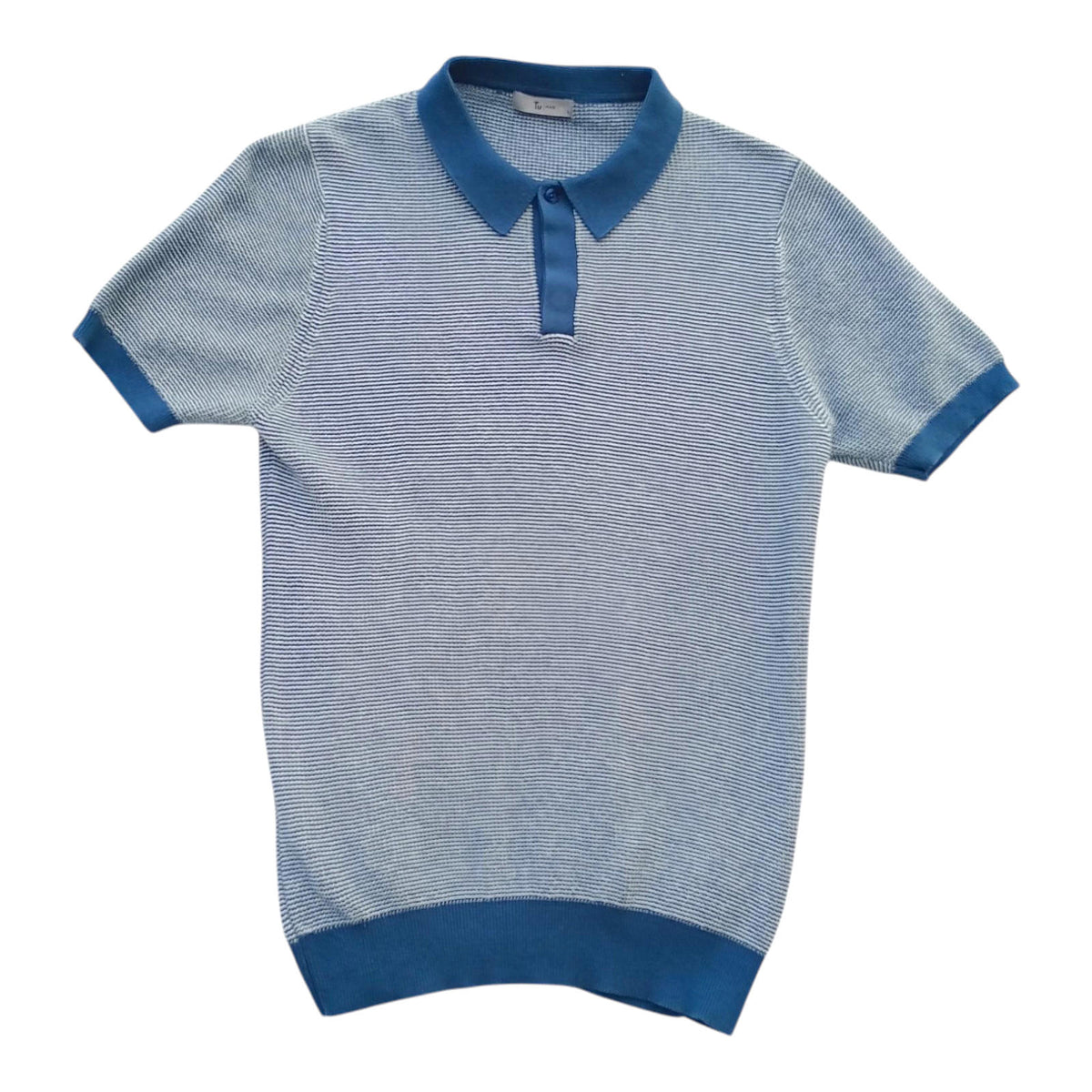 TU Man Blue Stripe Polo Shirt 100% Cotton Easy Care UK Men's Size S