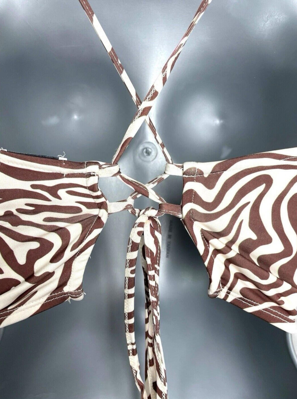 Stradivarius Crop Top Swirl Design Tie Back Design Women's UK Size XS