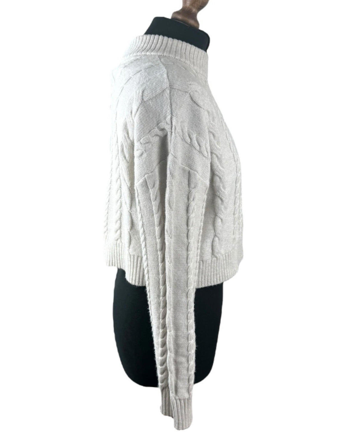 Primark Beige Aran Knit Jumper Cropped Long Sleeve Women's UK Size S