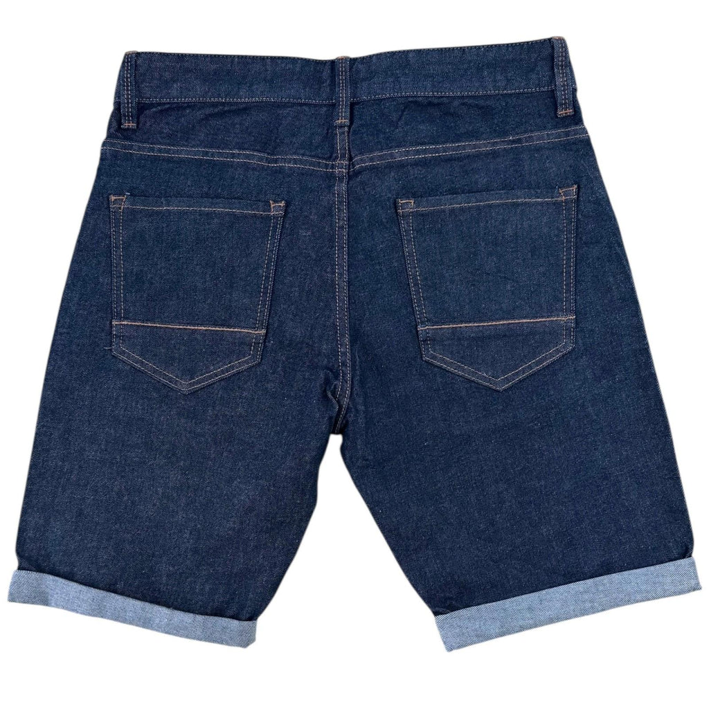 Next Denim Shorts Men's UK Size 30" W Regular Fit Navy Blue Button Front Rolled Cuffs