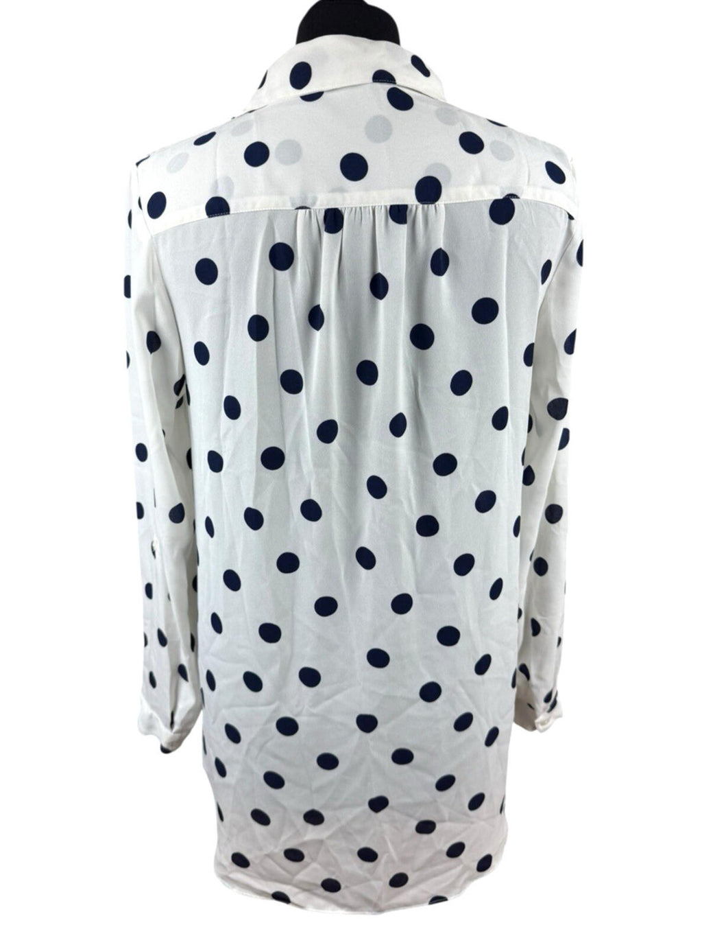 TU Polka Dot Shirt Blouse Women's UK Size 10 Oversized Chiffon Button Up White