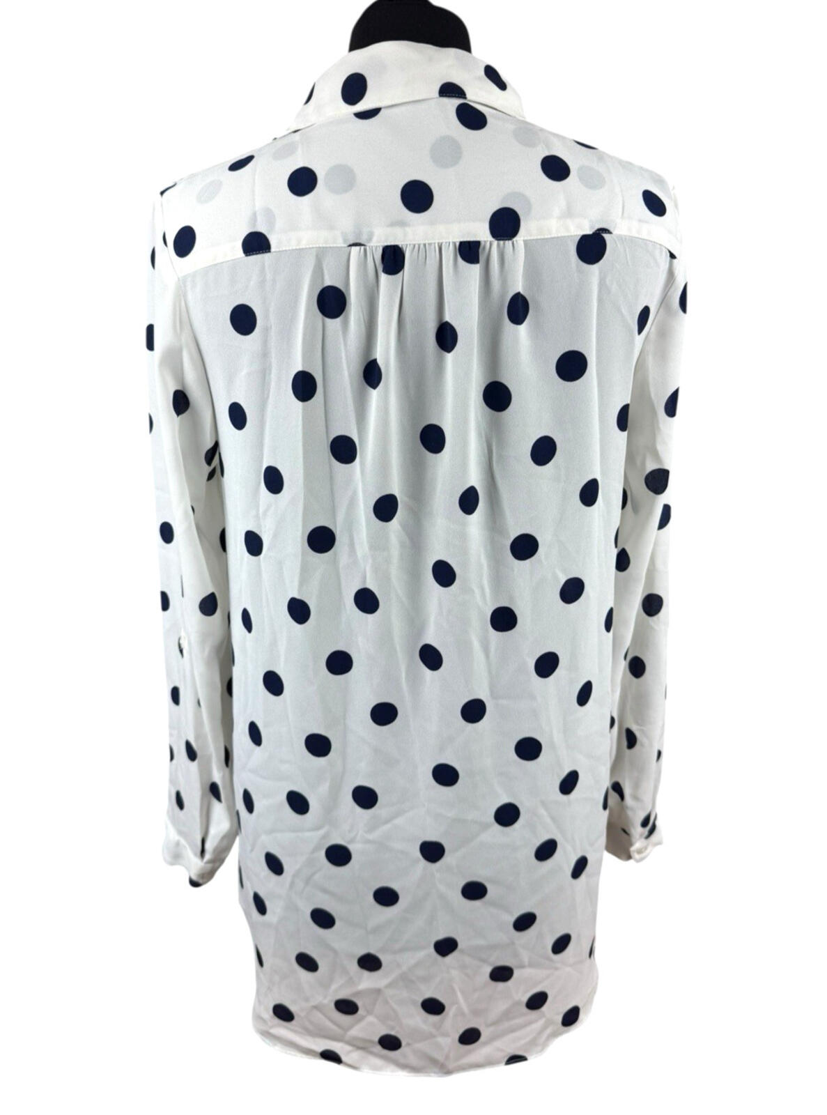 TU Polka Dot Shirt Blouse Women's UK Size 10 Oversized Chiffon Button Up White