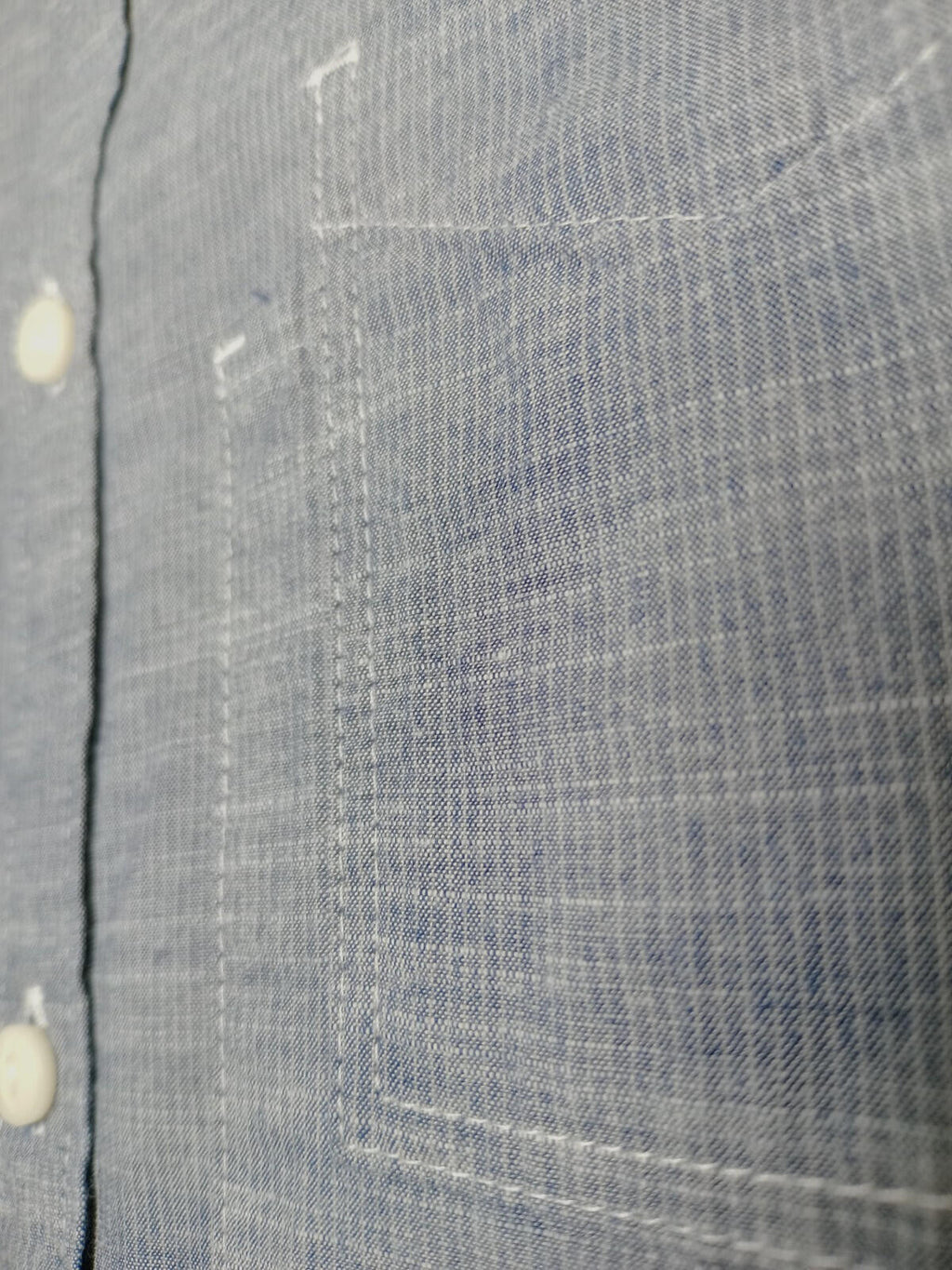 Label Lab Chambray Shirt Men's UK Size Medium Blue Short Sleeve Pocket