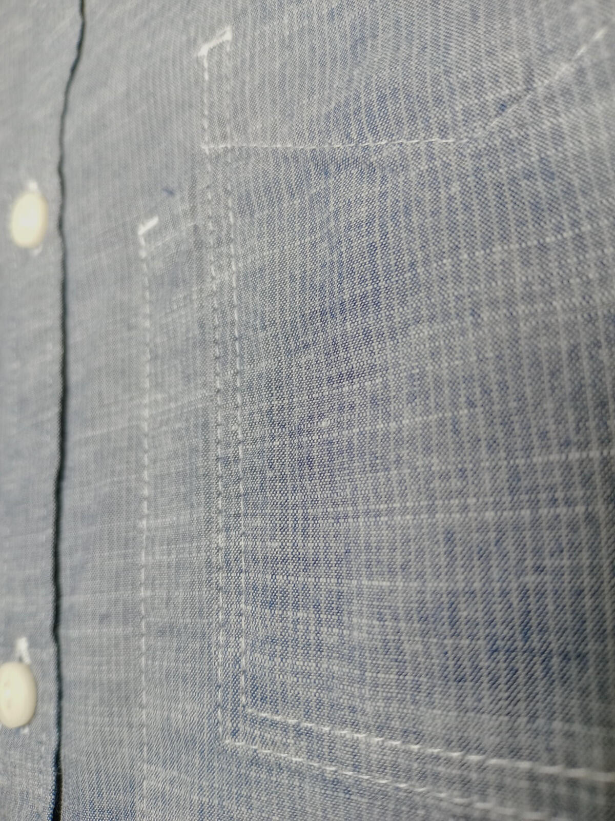 Label Lab Chambray Shirt Men's UK Size Medium Blue Short Sleeve Pocket