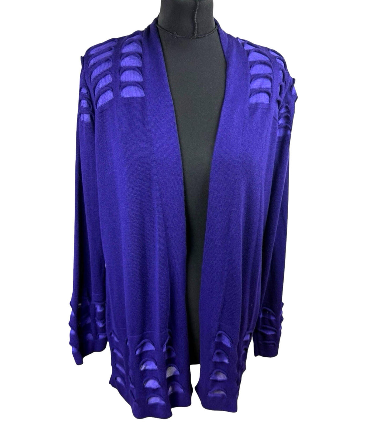 Marks & Spencer Purple Cardigan Women's UK Size 18 Mid Length Lightweight Mesh