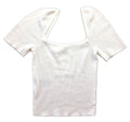 Divided by H&M White Divided Crop Top White Ribbed Blouse Women's UK Size XS