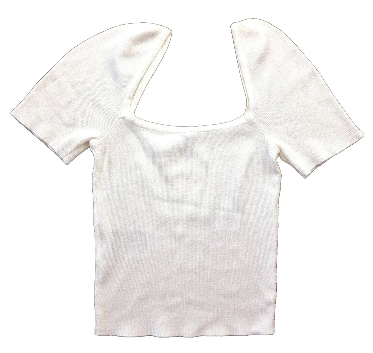 Divided by H&M White Divided Crop Top White Ribbed Blouse Women's UK Size XS