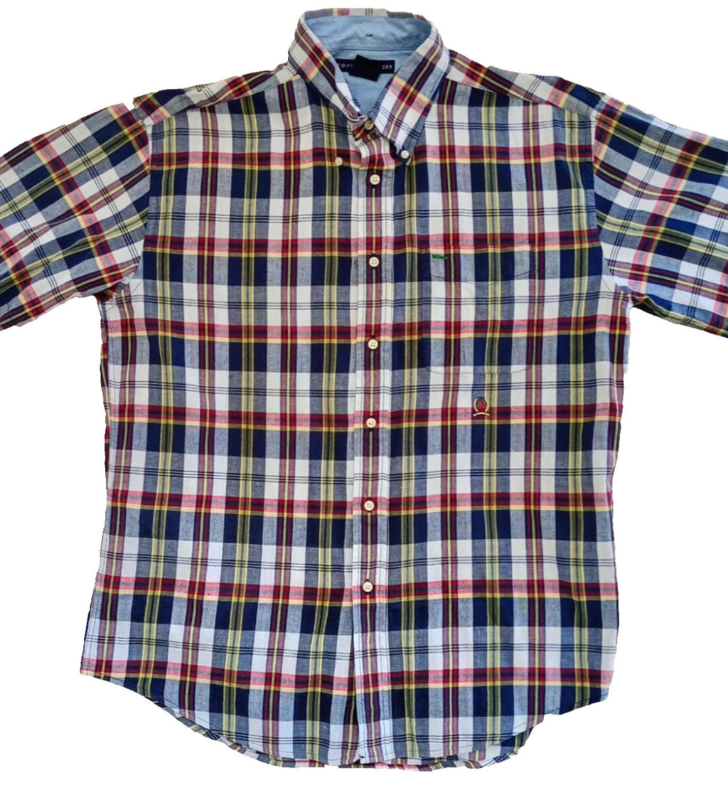 Tommy Hilfiger Shirt Men's UK Size L Red/Blue Check Short Sleeve Pockets